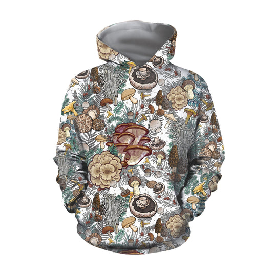 Edible Mushrooms White Hoodie DC Fashion - Amaze Style™-Apparel