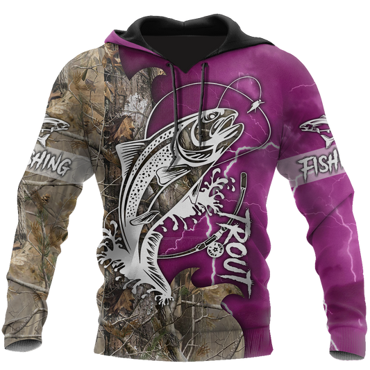 Trout Fishing purple Tattoo camo shirts for men and women