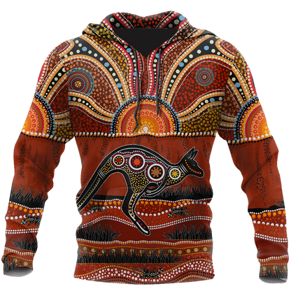 Aboriginal Australia Kangaroo running Lizard Art shirts for men and women