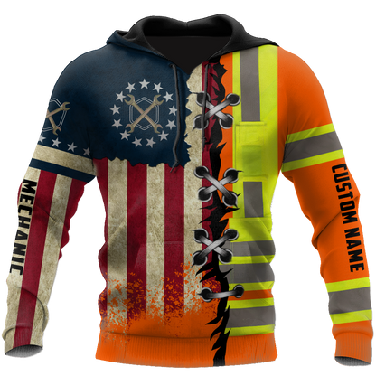 Personalized Mechanic American Flag Hoodie Shirt for Men and Women TN