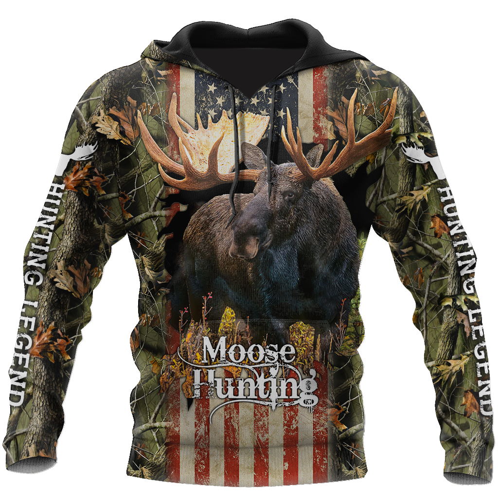 Personalized Name American Moose Hunting 3D All Over Printed Shirts