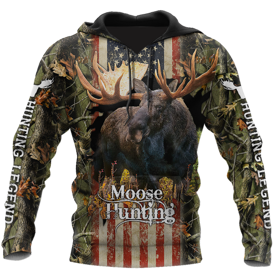 Personalized Name American Moose Hunting 3D All Over Printed Shirts