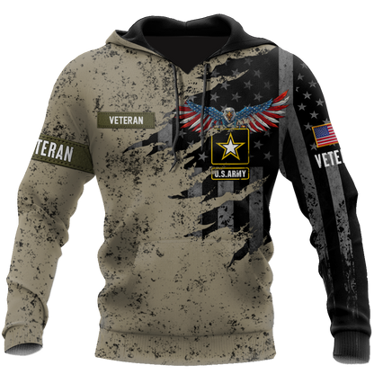 Veteran US Army Eagle in my heart 3D shirts for men and women Proud Military