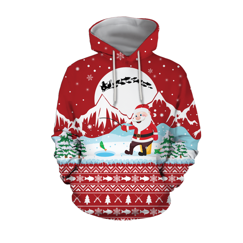 Santa Claus Goes Fishing For Xmas - Red version TR8603 - Amaze Style™-Apparel