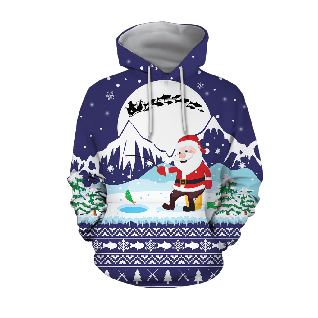 Santa Claus Goes Fishing For Xmas - Blue version TR8601 - Amaze Style™-Apparel