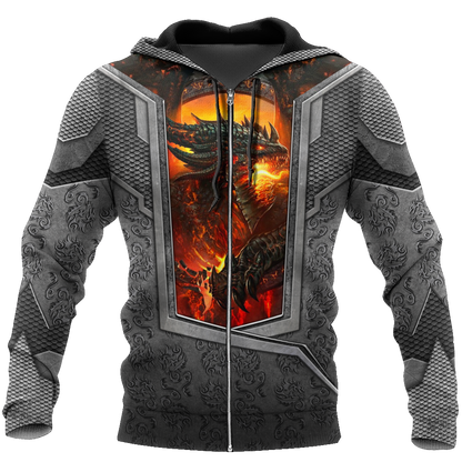 3D Tattoo and Dungeon Dragon Hoodie HAC020115-Apparel-NM-Zip hoodie-S-Vibe Cosy™