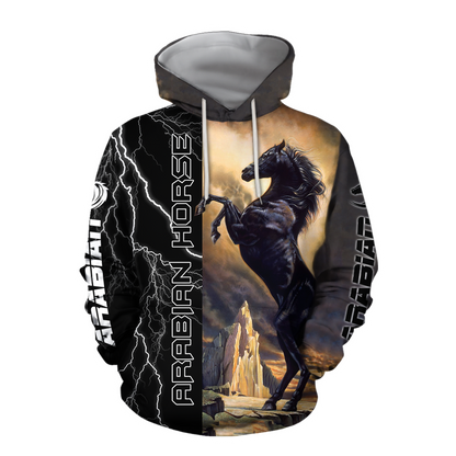 Black Stallion Arabian Horse 3D All Over Printed Shirt Hoodie Pi301202 - Amaze Style™-Apparel