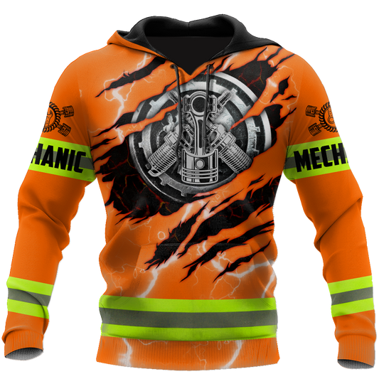 All Over Printed Mechanic Hoodie For Men and Women TN