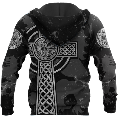 Scottish Thristle Celtic Cross grey ver3 Hoodie AZ210204 - Amaze Style™-Apparel