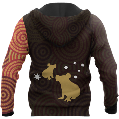 Australia In My Heart Aboriginal Tattoo Koala Hoodie Yellow AZ200201 - Amaze Style™-Apparel