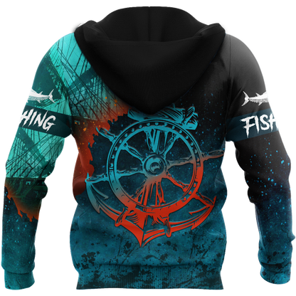 Ocean Fishing on the helm 3D all over shirts for men and women TR020301 - Amaze Style™-Apparel