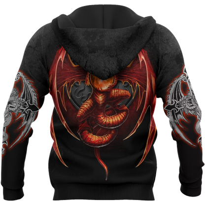 3D Armor Tattoo and Dungeon Dragon Hoodie HAC140102-Apparel-NM-Hoodie-S-Vibe Cosy™