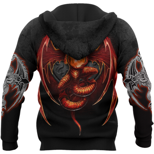 3D Armor Tattoo and Dungeon Dragon Hoodie HAC140102-Apparel-NM-Hoodie-S-Vibe Cosy™