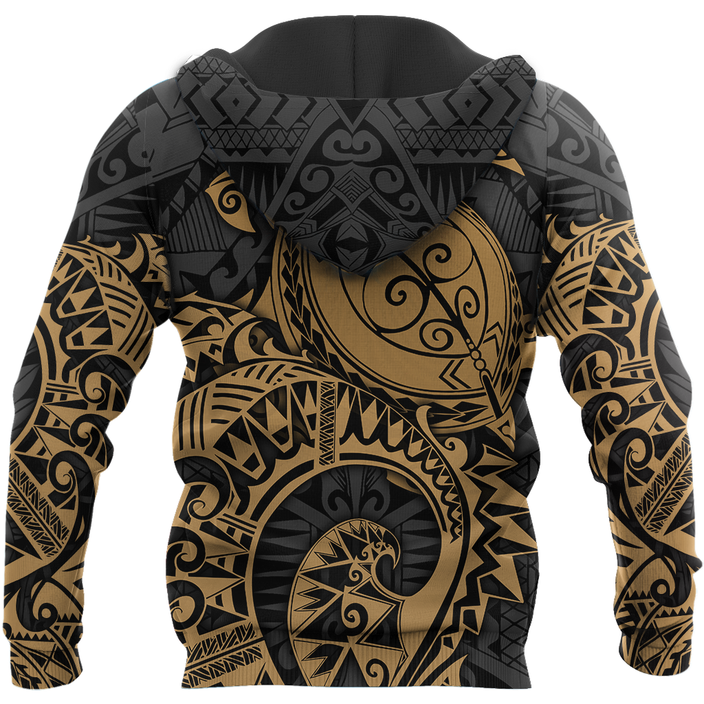 Samoa Polynesian Hoodie Gold Turtle Flowing 3d all over printed shirt and short for man and women AZ130201 PL - Amaze Style™-Apparel