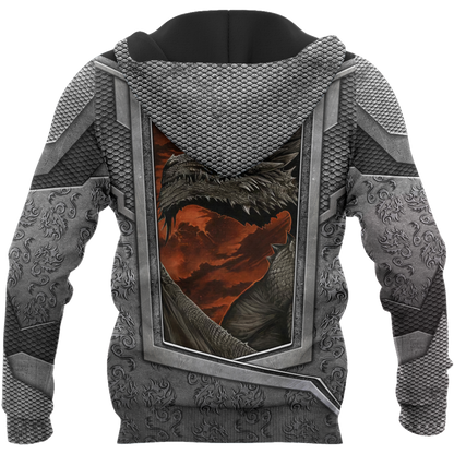 3D Tattoo and Dungeon Dragon Hoodie HAC27125-Apparel-NM-Hoodie-S-Vibe Cosy™