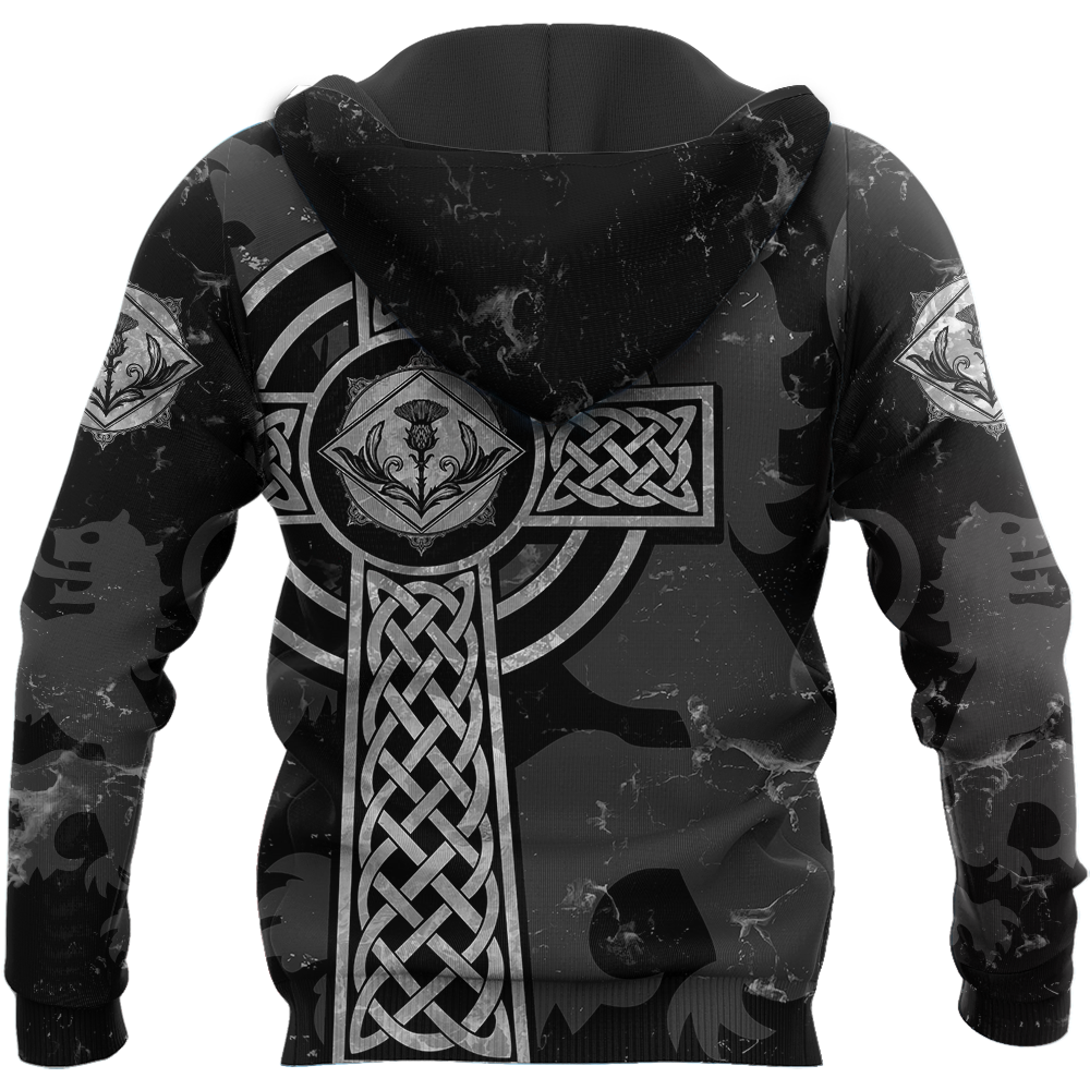 Scottish Thristle Celtic Cross grey ver2 Hoodie AZ210203 - Amaze Style™-Apparel