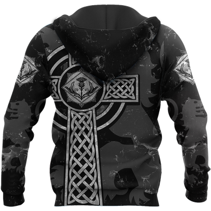 Scottish Thristle Celtic Cross grey ver2 Hoodie AZ210203 - Amaze Style™-Apparel