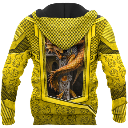 3D Tattoo and Dungeon Dragon Hoodie HAC301203-Apparel-NM-Hoodie-S-Vibe Cosy™