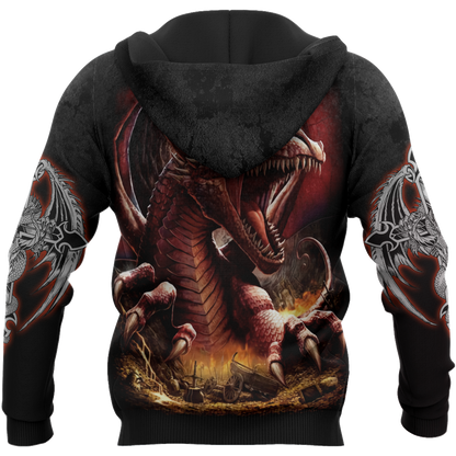 3D Armor Tattoo and Dungeon Dragon Hoodie HAC140101-Apparel-NM-Hoodie-S-Vibe Cosy™