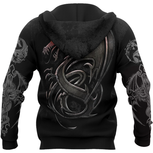 3D Armor Tattoo and Dungeon Dragon Hoodie HAC130102 - Amaze Style™-Apparel