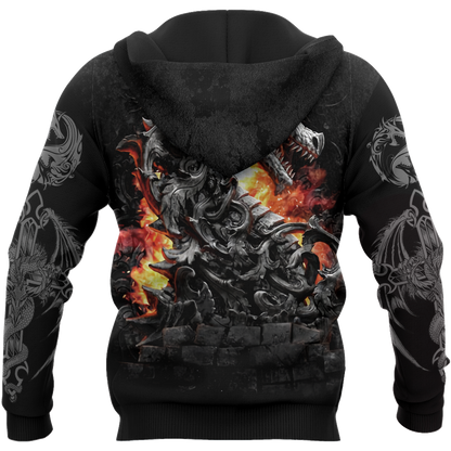 3D Armor Tattoo and Dungeon Dragon Hoodie HAC140103-Apparel-NM-Hoodie-S-Vibe Cosy™