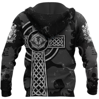Scottish St-Andrew Thristle Celtic Cross grey ver2 Hoodie AZ210207 - Amaze Style™-Apparel