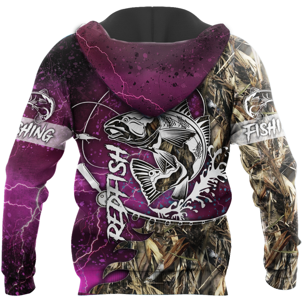 Red fishing all over printed hoodie T-shirt for men and women purple color TR231201 - Amaze Style™-Apparel