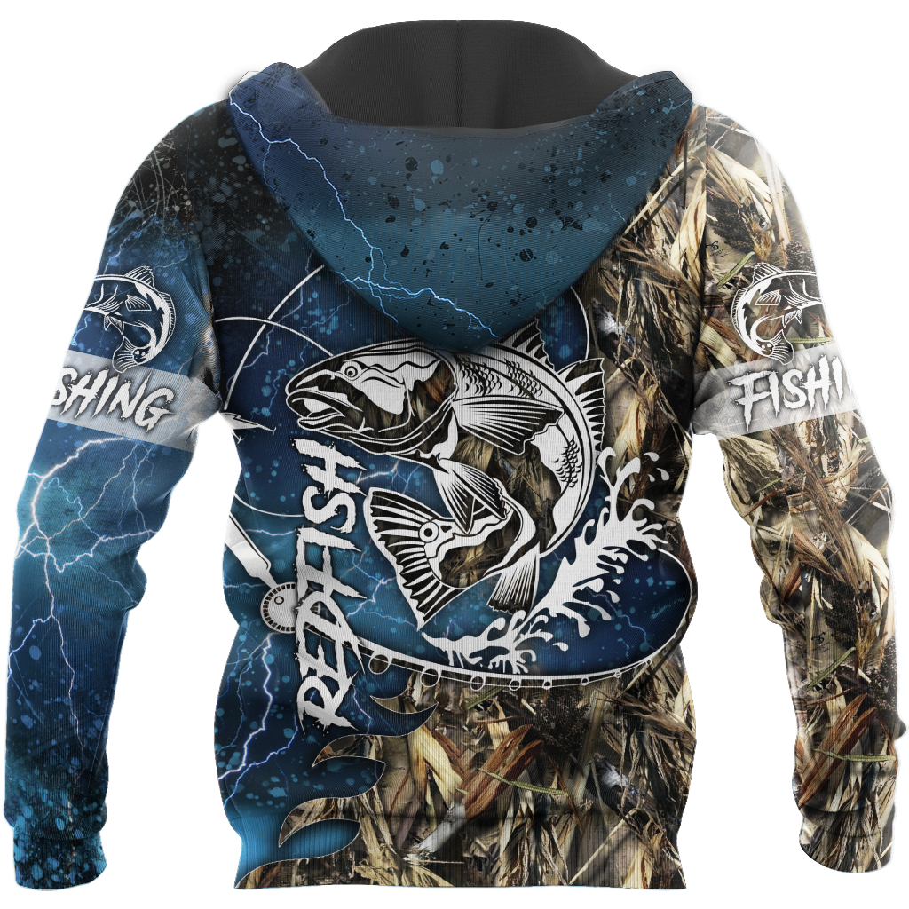 Red fishing all over printed hoodie T-shirt for men and women blue color TR221201 - Amaze Style™-Apparel