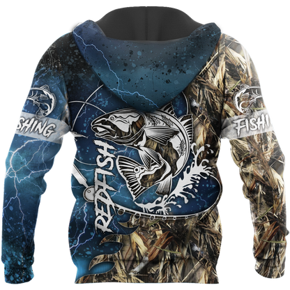 Red fishing all over printed hoodie T-shirt for men and women blue color TR221201 - Amaze Style™-Apparel