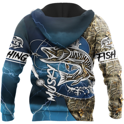Musky Fishing huk up all Printing Shirts for men and women Blue TR021204 - Amaze Style™-Apparel