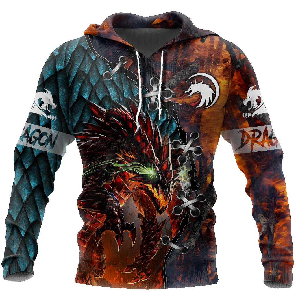 3D Tattoo and Dungeon Dragon T Shirt Hoodie TR121202-Apparel-NM-Hoodie-S-Vibe Cosy™