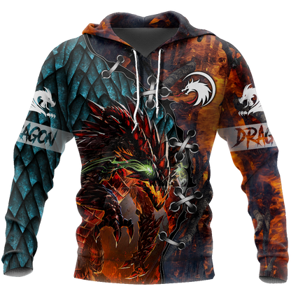3D Tattoo and Dungeon Dragon T Shirt Hoodie TR121202-Apparel-NM-Hoodie-S-Vibe Cosy™