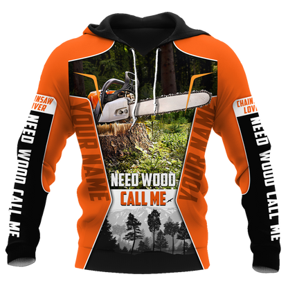 3D Chainsaw Logger Custom Name Unisex Shirts