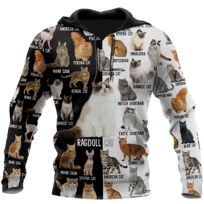 Love Cat Breeds World premium hoodie sweatshirt