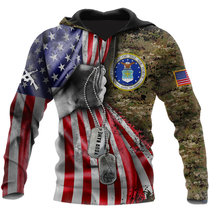 US Air Force tag Custom name 3D shirts for men and women Proud Military