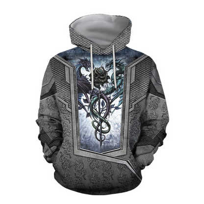 3D Tattoo and Dungeon Dragon Hoodie HAC020114-Apparel-NM-Hoodie-S-Vibe Cosy™