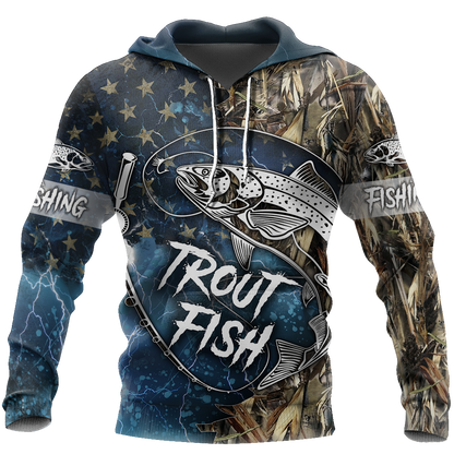 Trout Fishing 3D all over shirts for men and women blue color TR211201 - Amaze Style™-Apparel