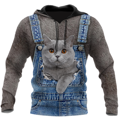 Love Cat cover British Shorthair face hair 3D all over shirts