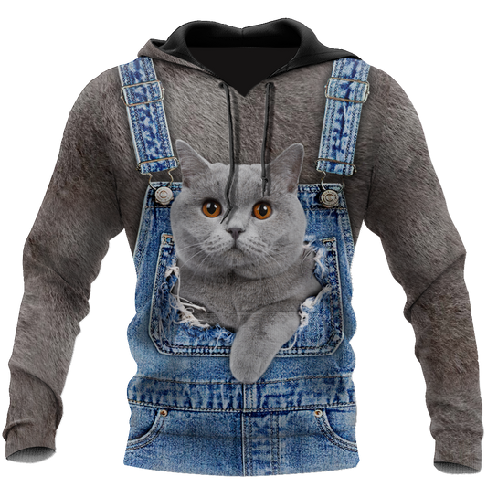 Love Cat cover British Shorthair face hair 3D all over shirts