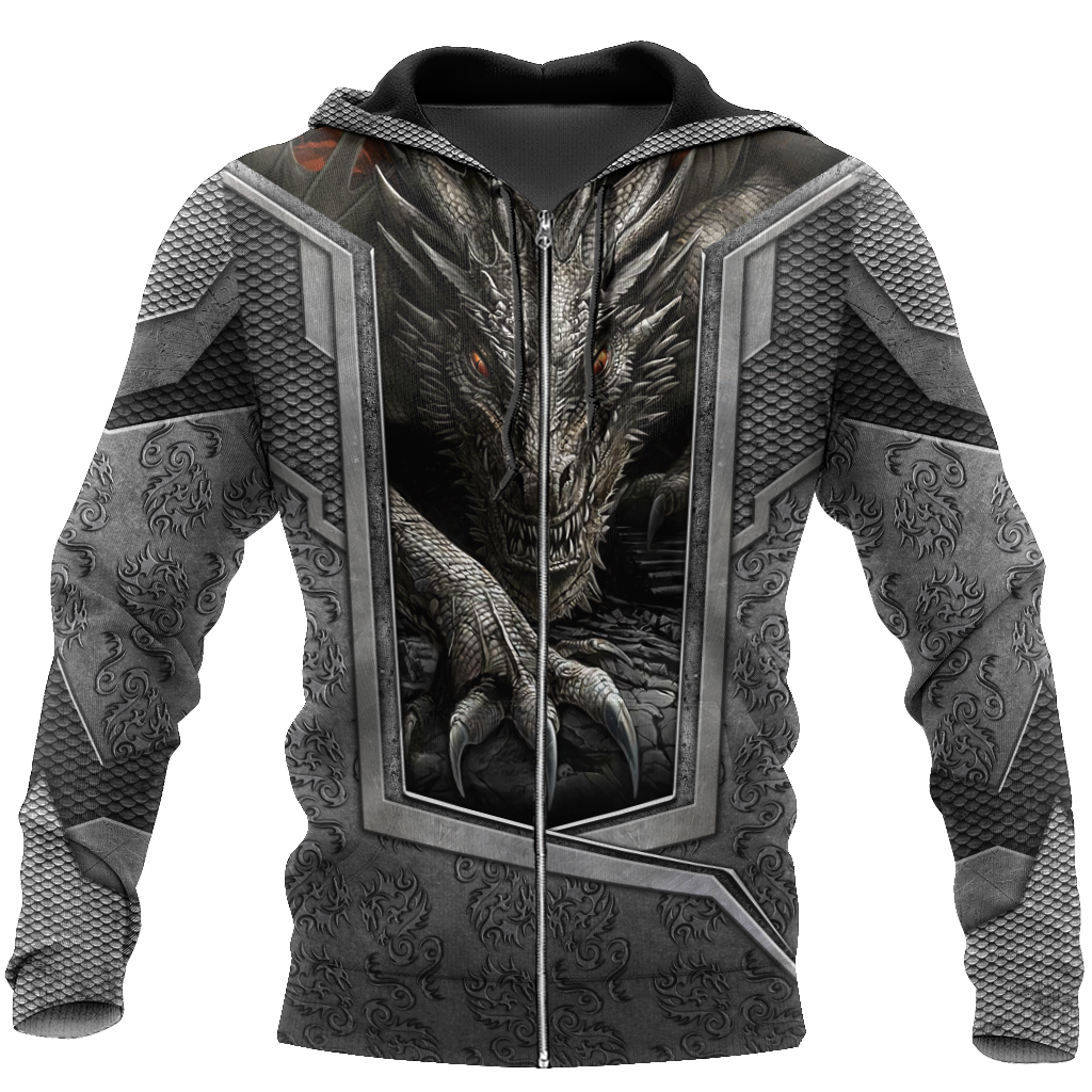 3D Tattoo and Dungeon Dragon Hoodie HAC27125-Apparel-NM-Zip hoodie-S-Vibe Cosy™