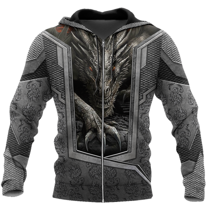 3D Tattoo and Dungeon Dragon Hoodie HAC27125-Apparel-NM-Zip hoodie-S-Vibe Cosy™