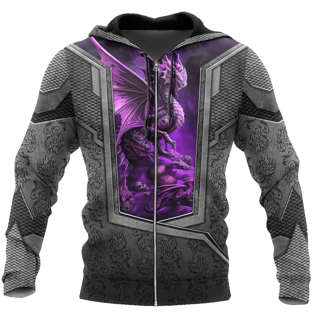 3D Tattoo and Dungeon Dragon Hoodie HAC020111-Apparel-NM-Zip hoodie-S-Vibe Cosy™