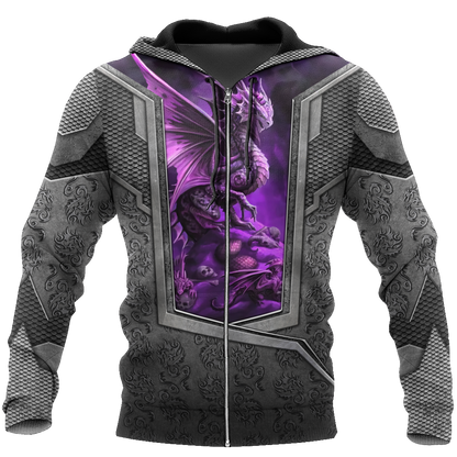 3D Tattoo and Dungeon Dragon Hoodie HAC020111-Apparel-NM-Zip hoodie-S-Vibe Cosy™