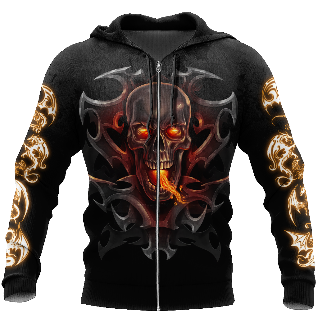3D Armor Tattoo and Dungeon Dragon Hoodie HAC130101-Apparel-NM-Zip hoodie-S-Vibe Cosy™
