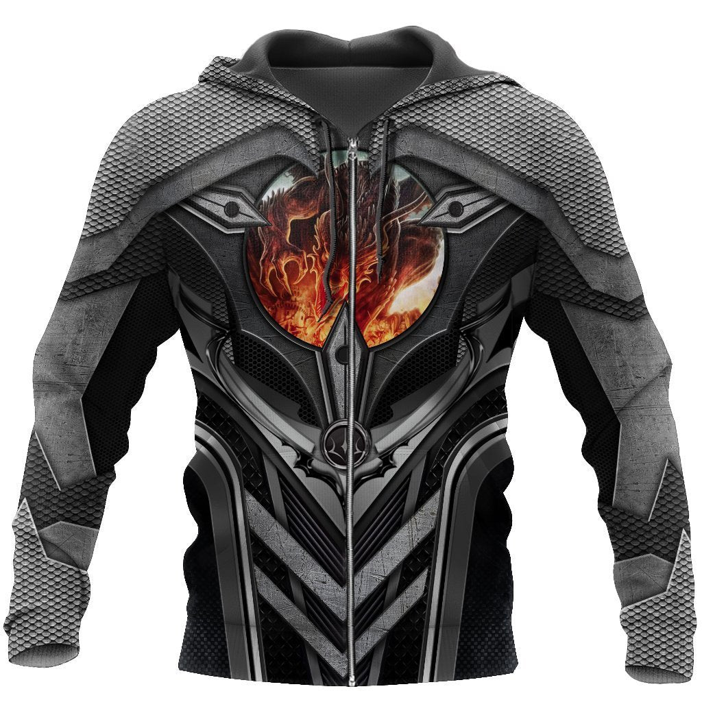 3D Tattoo and Dungeon Dragon Hoodie HAC101201-Apparel-NM-Zip hoodie-S-Vibe Cosy™