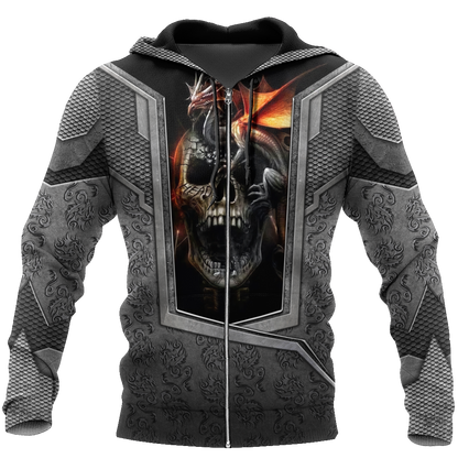 3D Tattoo and Dungeon Dragon Hoodie HAC020112-Apparel-NM-Zip hoodie-S-Vibe Cosy™