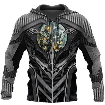 3D Tattoo and Dungeon Dragon Hoodie HAC101203-Apparel-NM-Zip hoodie-S-Vibe Cosy™