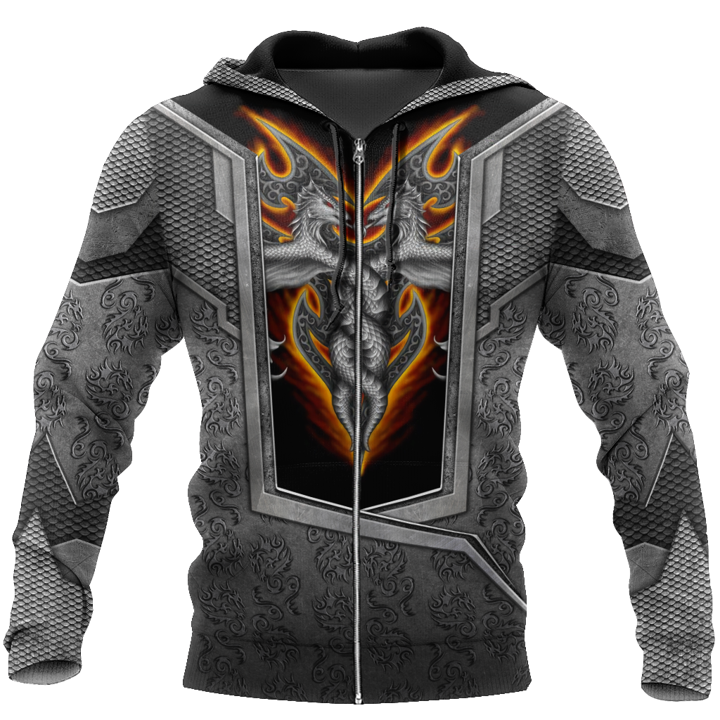 3D Tattoo and Dungeon Dragon Hoodie HAC020108-Apparel-NM-Zip hoodie-S-Vibe Cosy™