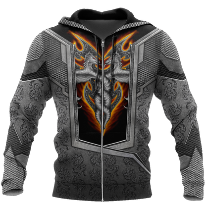 3D Tattoo and Dungeon Dragon Hoodie HAC020108-Apparel-NM-Zip hoodie-S-Vibe Cosy™