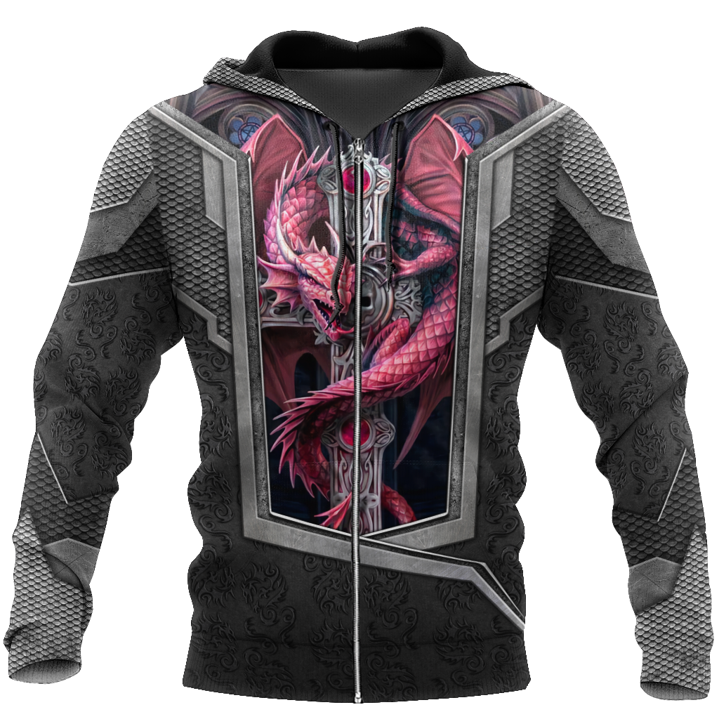 3D Tattoo and Dungeon Dragon Hoodie HAC26124-Apparel-NM-Zip hoodie-S-Vibe Cosy™